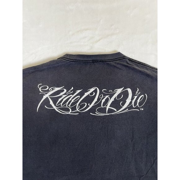 Vintage Ride or Die My Old Lady Motorcycle David Gonzales T-Shirt Size 2XL Y2K - Picture 9 of 11
